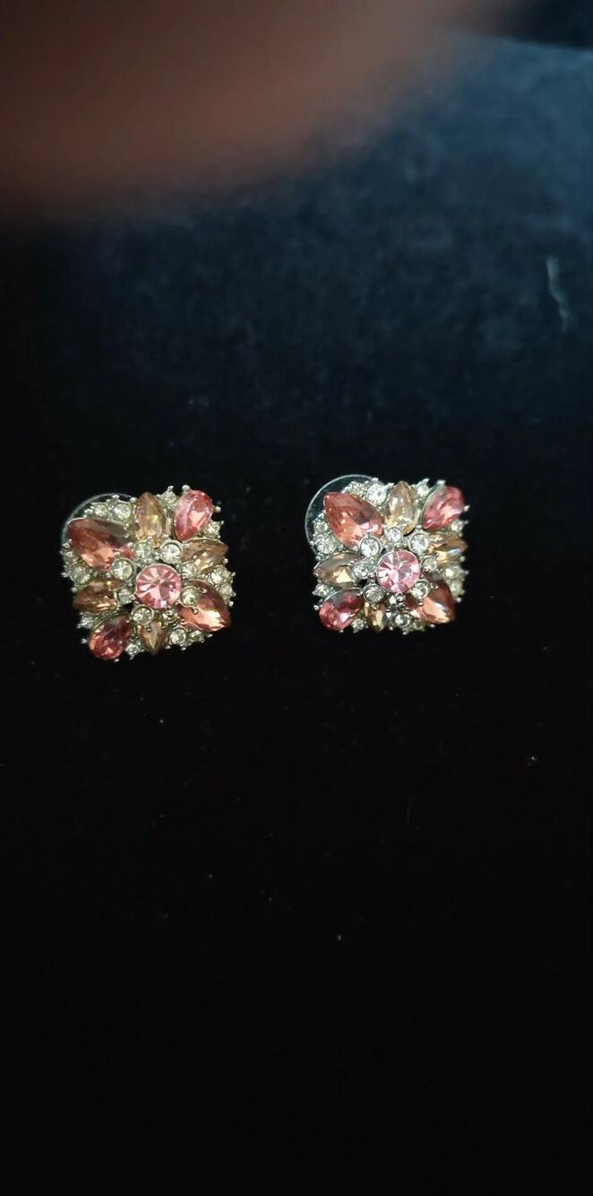 Vintage sparkling pink and clear crystal post earrings